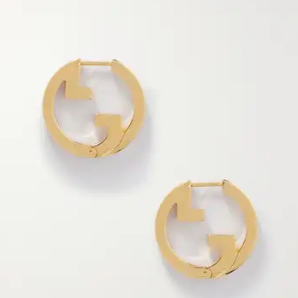Gold Interlocking GG Hoop Earrings - Picture 3 of 5